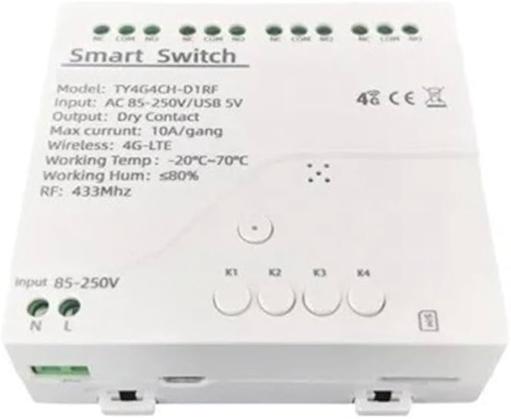 Interrupteur 4G 4 Canaux Tuya avec SIM au Maroc | SmartDS